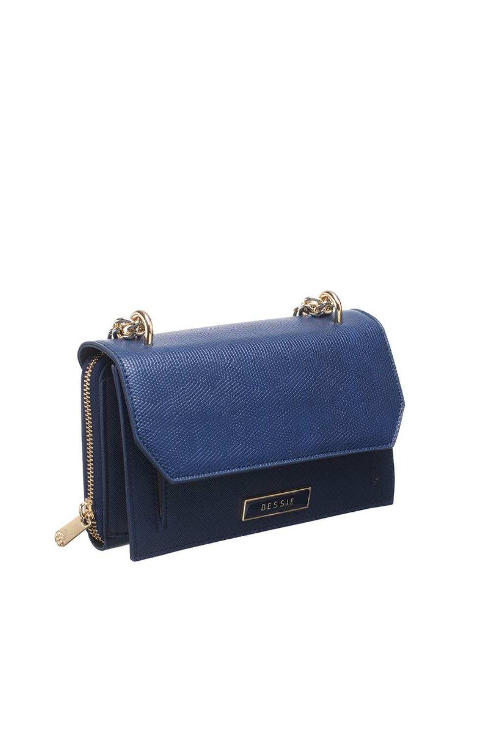 Bessie Handbags Navy Fold Over Chain Bag DJV Boutique
