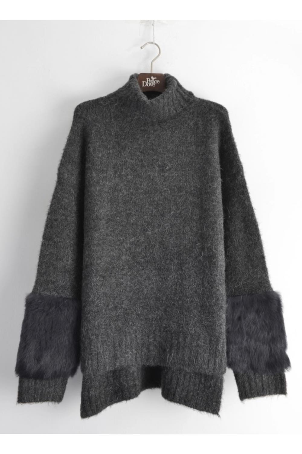 Charcoal_Grey_Faux_Fur_Sleeve_Jumper_DJV_Boutique_Ipswich