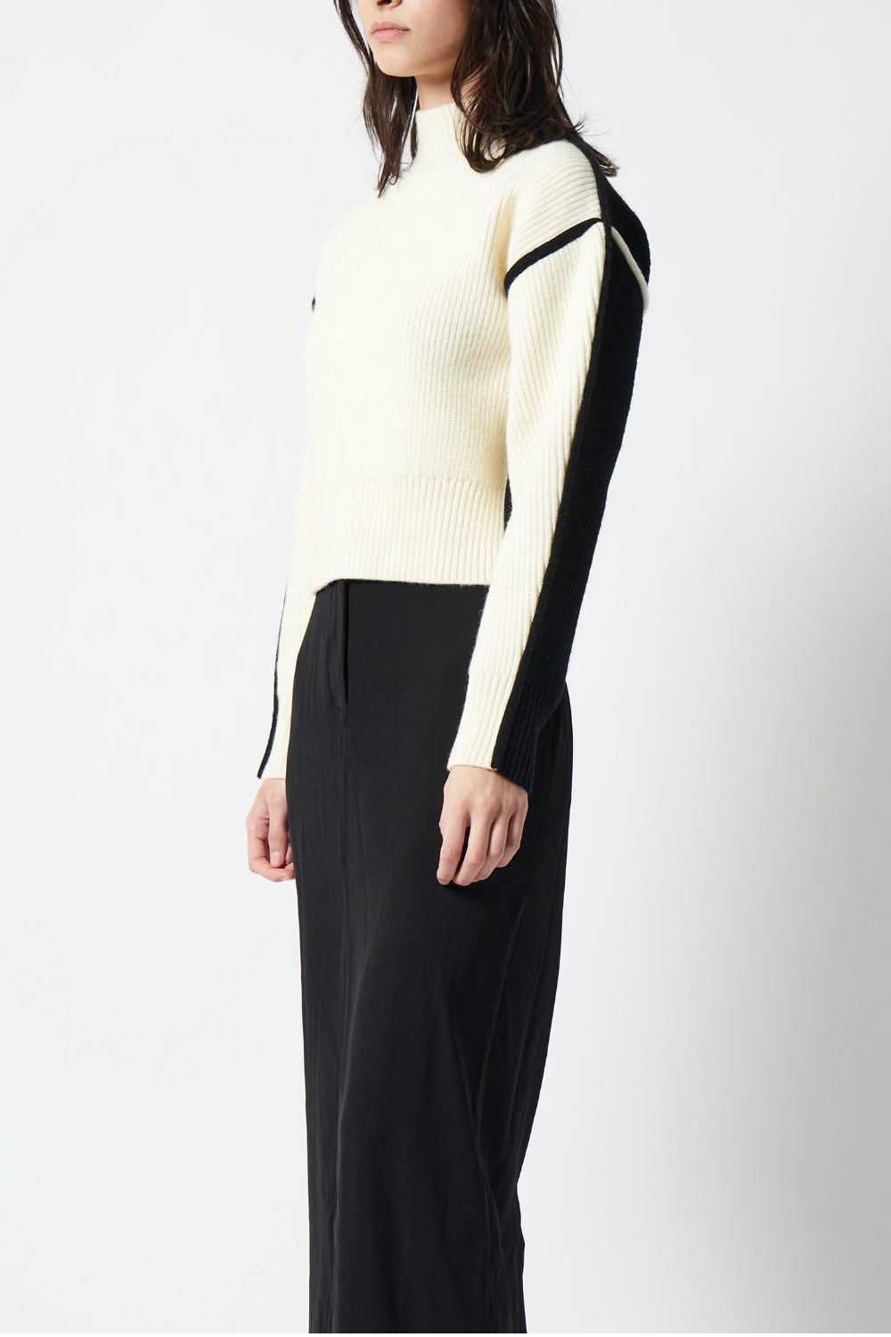 French Connection Lorena High Neck Jumper in Blackout Linen White