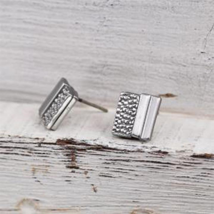 XS1164E_Embossed Rhodium Stud Earrings_DJV_Boutique