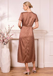 Angeleye Satin Polka Dot Dress - Brown