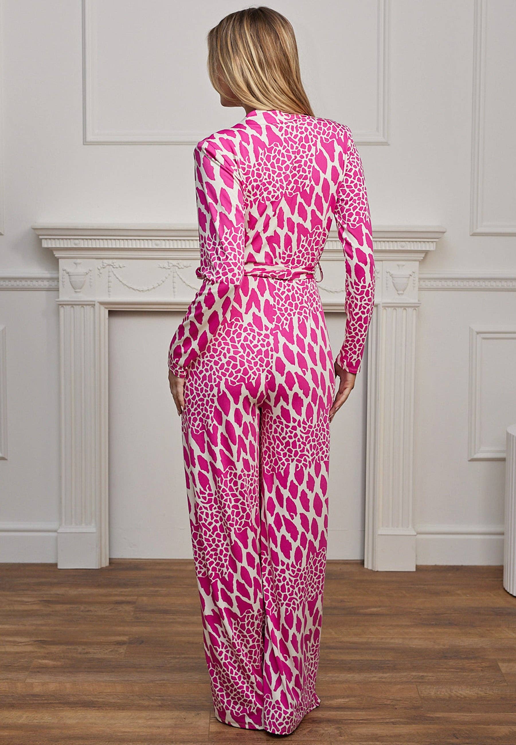 Plunge Neck Wide Leg Jumpsuit