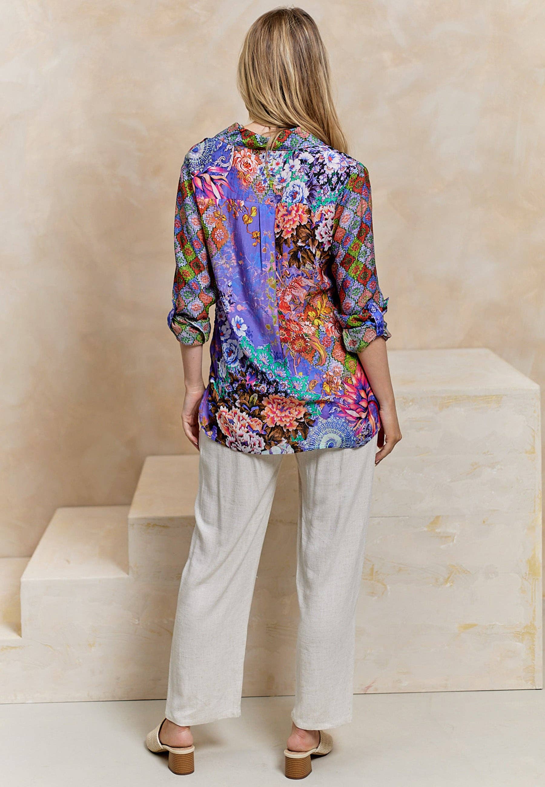 Angeleye Soft feel floral print shirt/blouse – purple