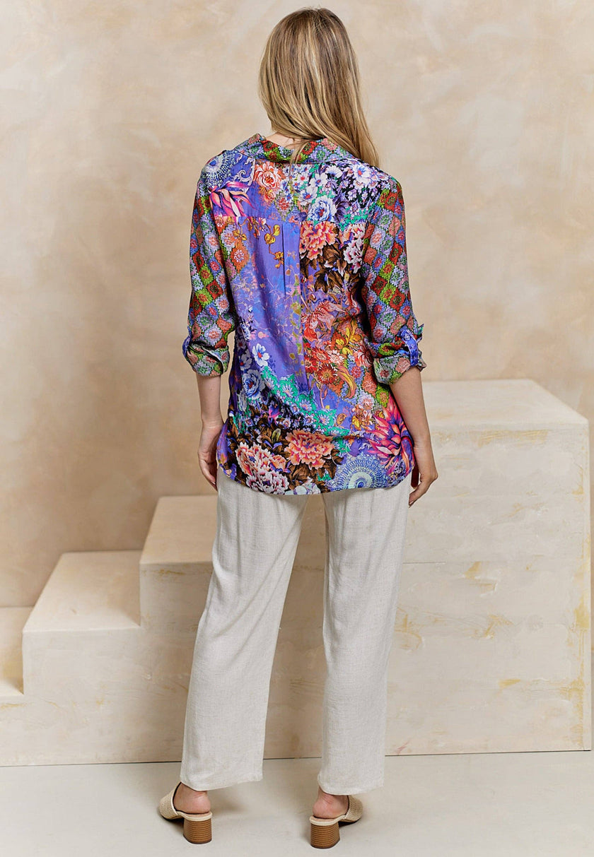 Angeleye Soft feel floral print shirt/blouse – purple
