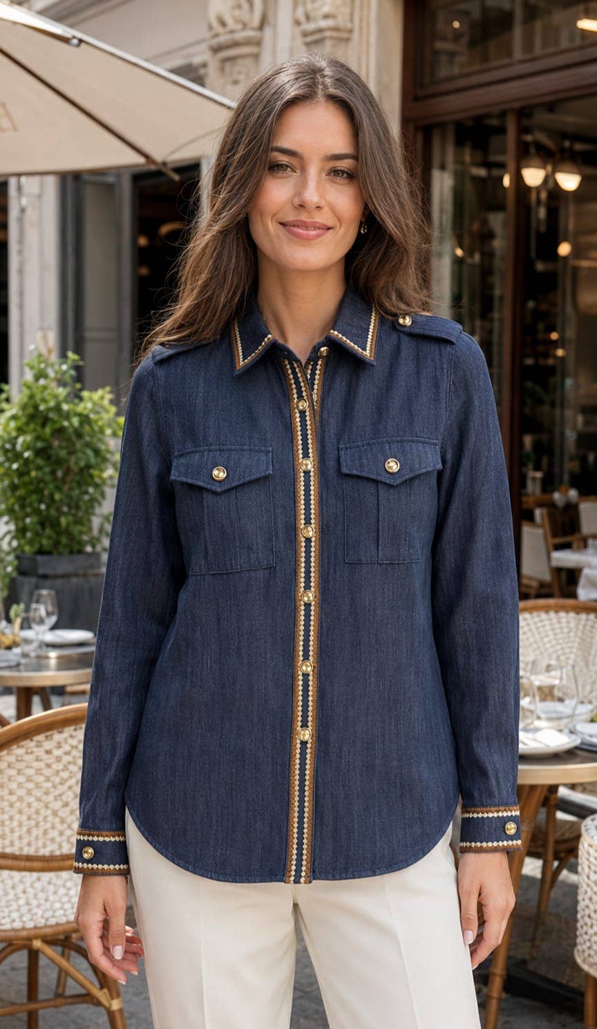 Denim Embroidery Overshirt