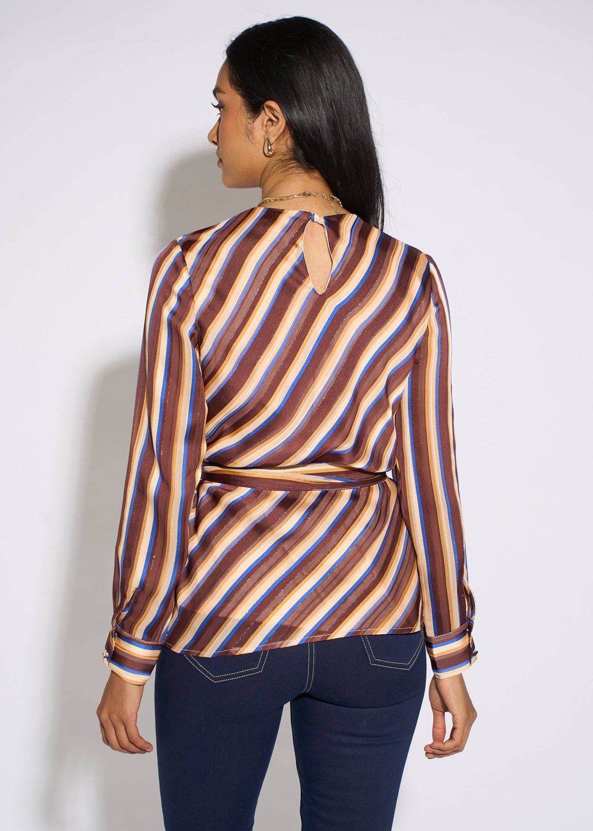 Belted Diagonal Striped Belted Top