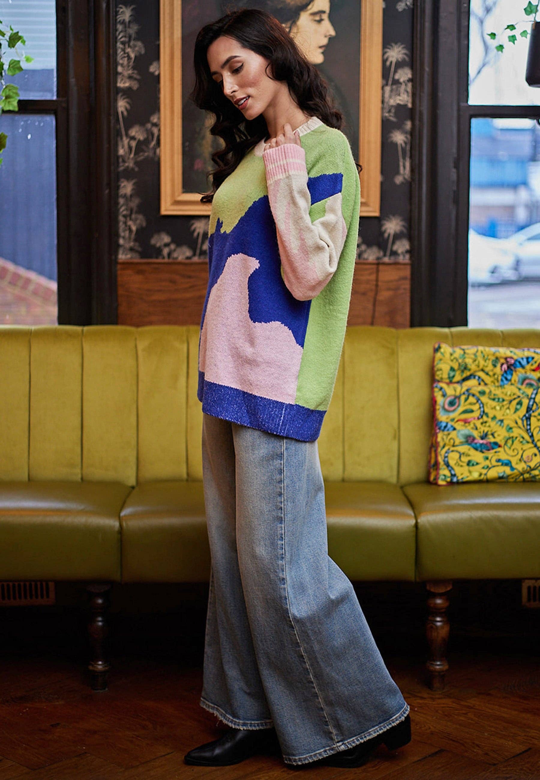 Angeleye Patchwork Col Block Jumper