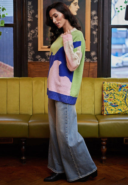 Angeleye Patchwork Col Block Jumper