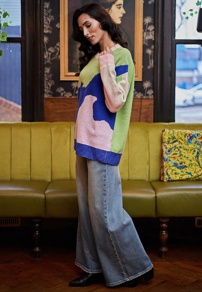 Angeleye Patchwork Col Block Jumper