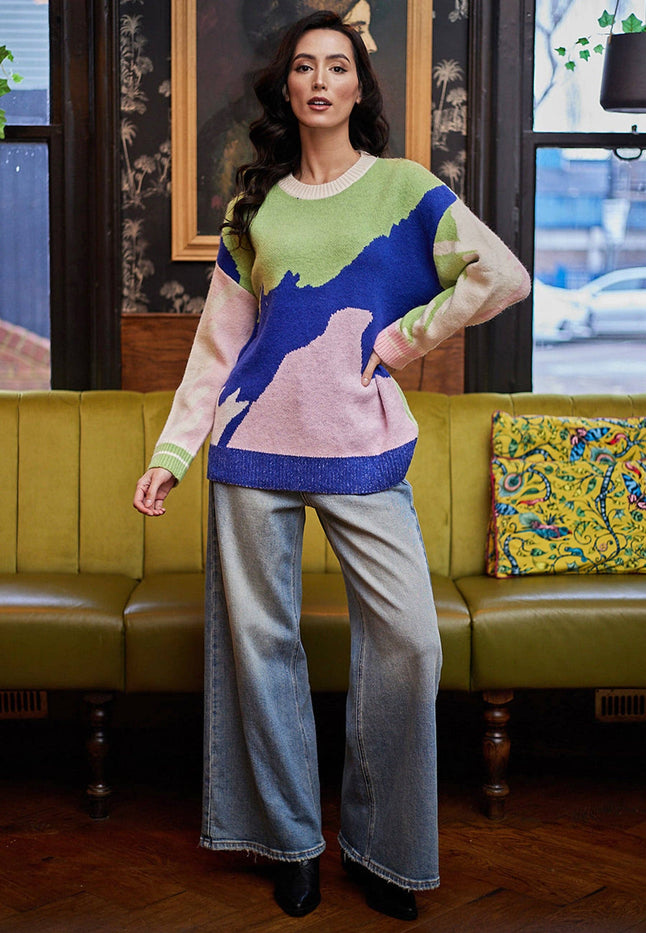 Angeleye Patchwork Col Block Jumper