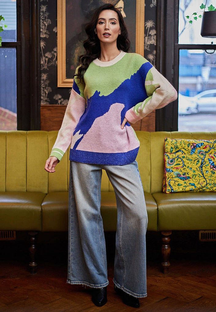 Angeleye Patchwork Col Block Jumper