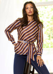 Belted Diagonal Striped Belted Top