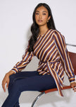 Belted Diagonal Striped Belted Top