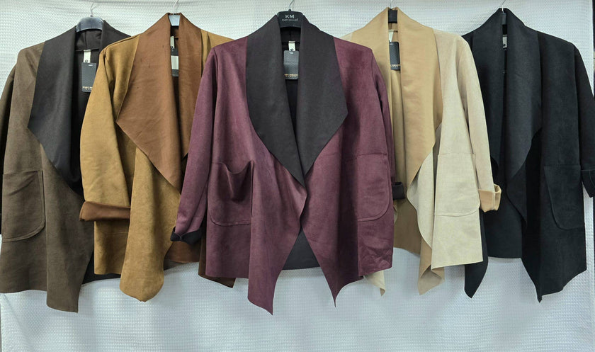 Suedette Contrast Waterfall Jacket