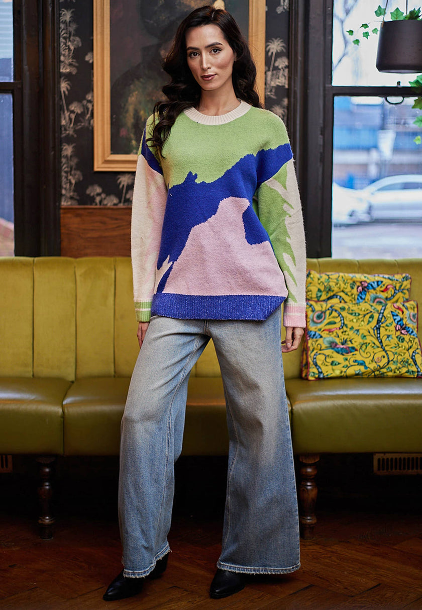 Angeleye Patchwork Col Block Jumper