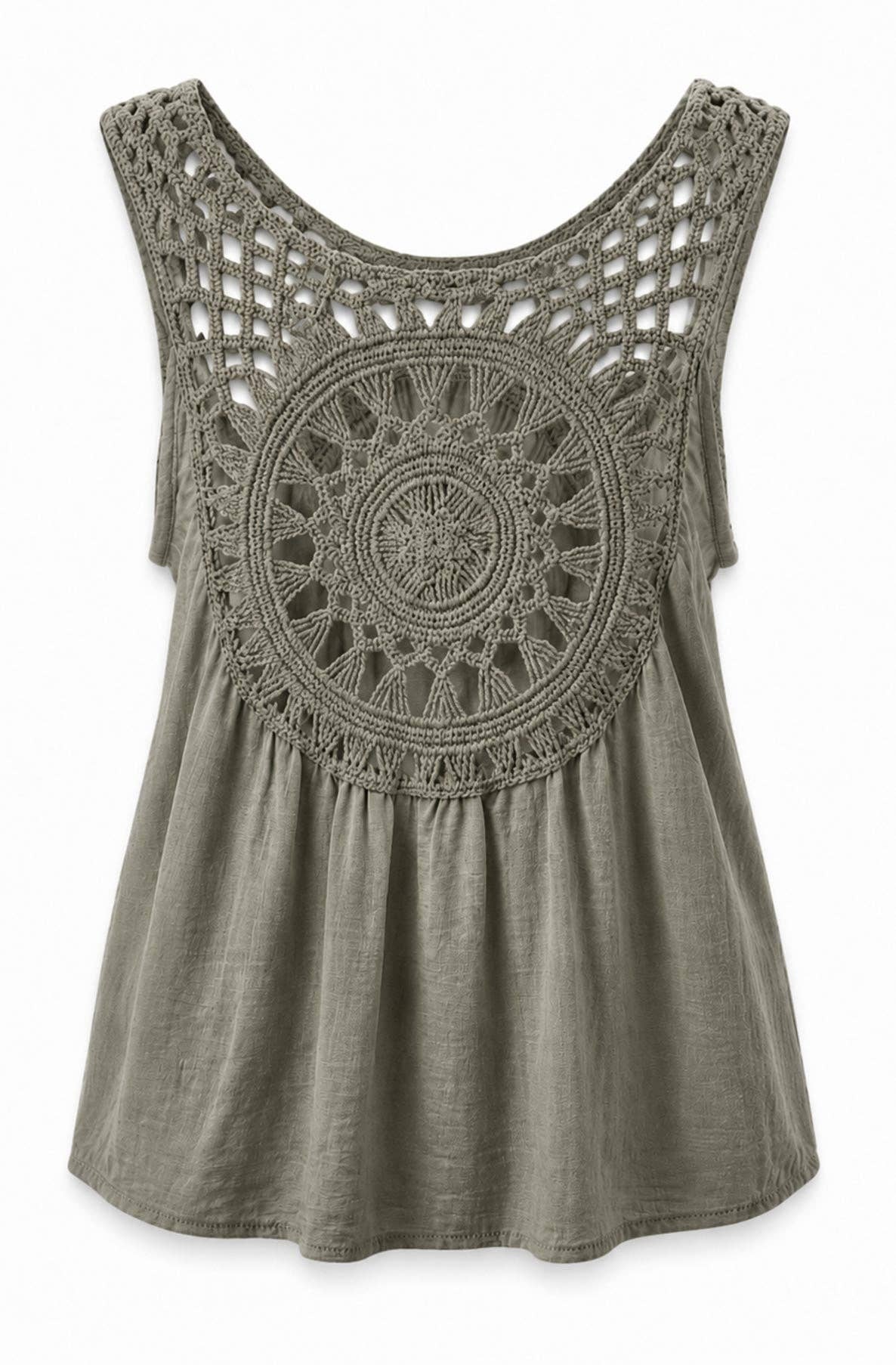 Crochet Back Top / Wide Leg Trouser