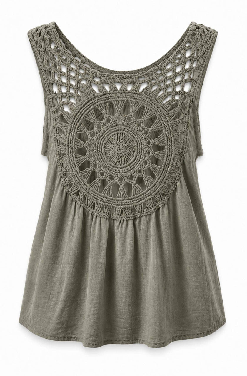 Crochet Back Top / Wide Leg Trouser