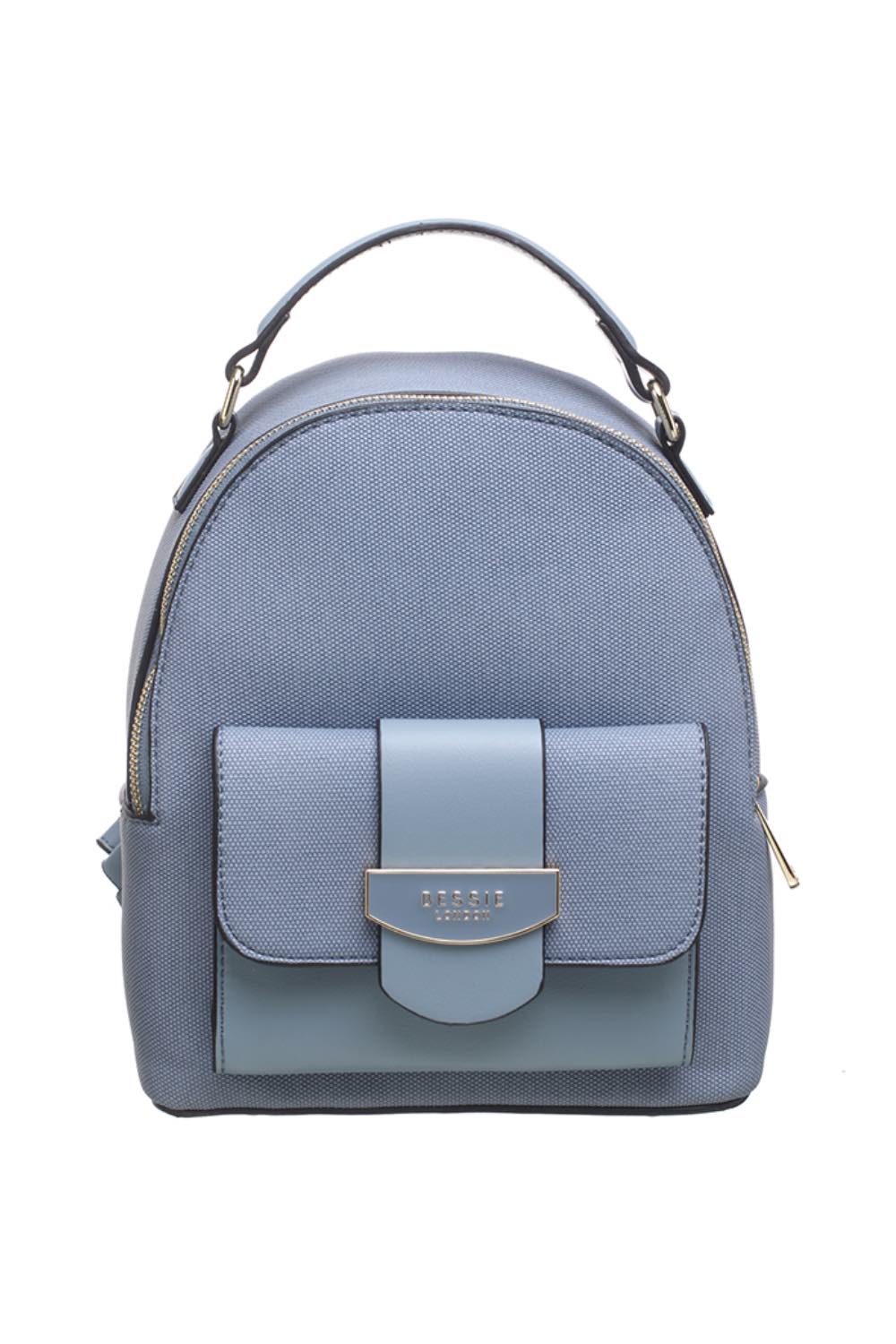 Bessie-blue-midi-ruck-sack-with-front-purse-pocket-djv-boutique