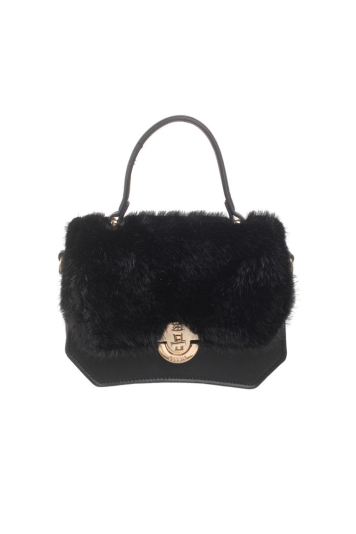 Bessie Women's Faux Fur Feature Bag Black BD7058
