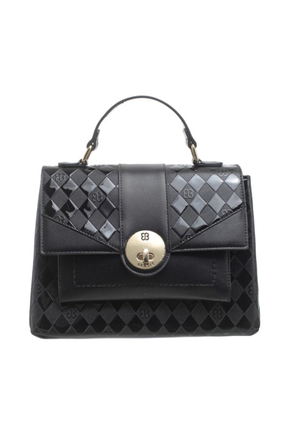 Bessie_BL6052_checker_lock_bag_black_djv_boutique