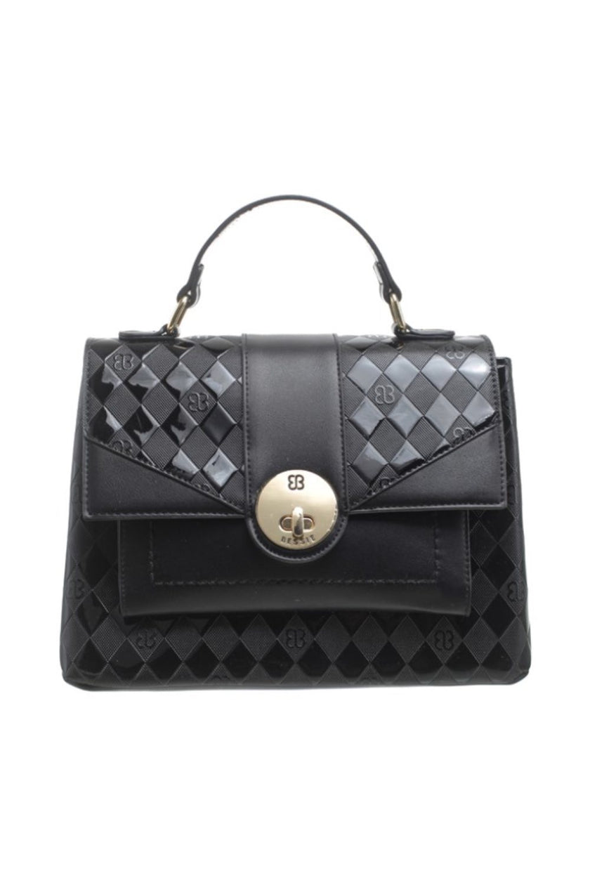 Bessie_BL6052_checker_lock_bag_black_djv_boutique