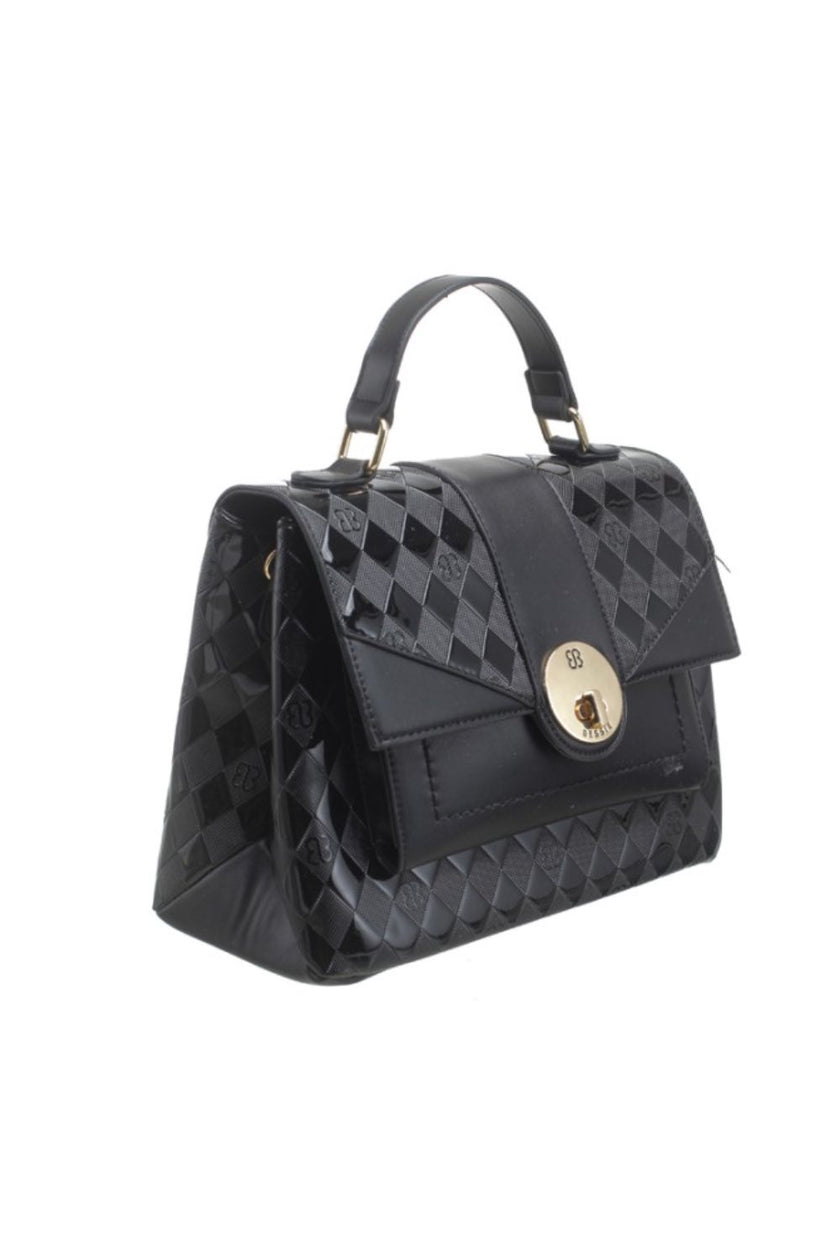 Bessie_BL6052_checker_lock_bag_black_djv_boutique