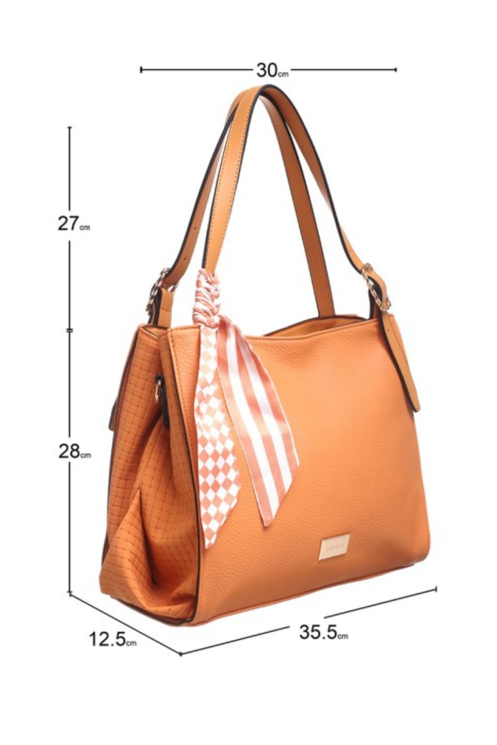 Bessie Handbags Soft Orange Tote Bag with tie accent
