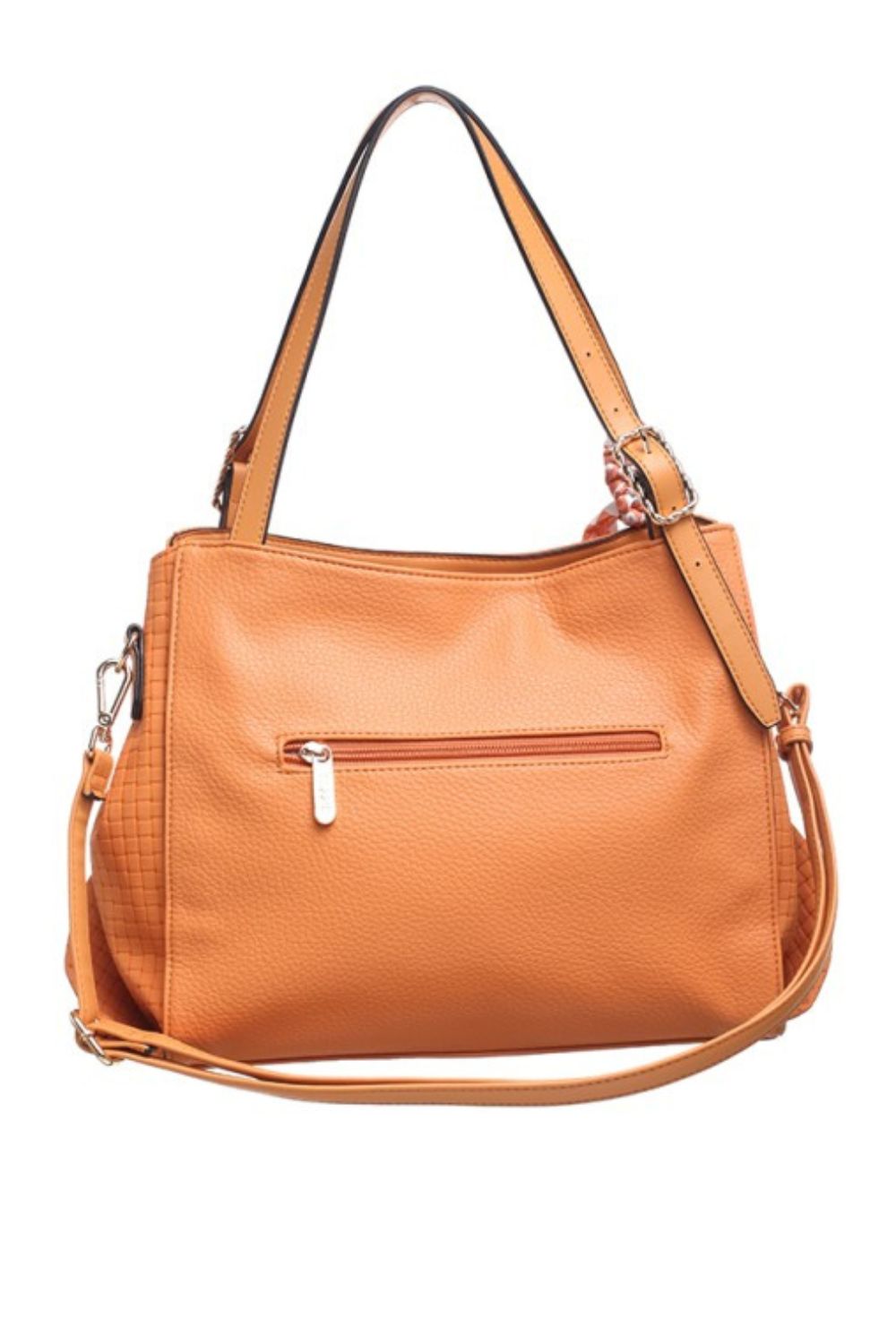 Bessie Handbags Soft Orange Tote Bag with tie accent