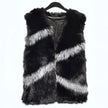 Faux Fur Geometric Accents Gilet (Jewelled Clasp)  Black/Grey