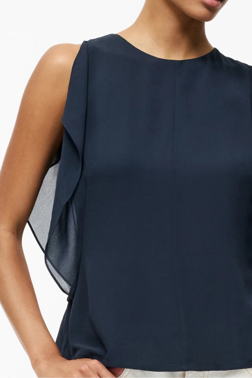 French-Connection-Georgette-Flutter-Sleeve-72YNC-Navy-djv-boutique