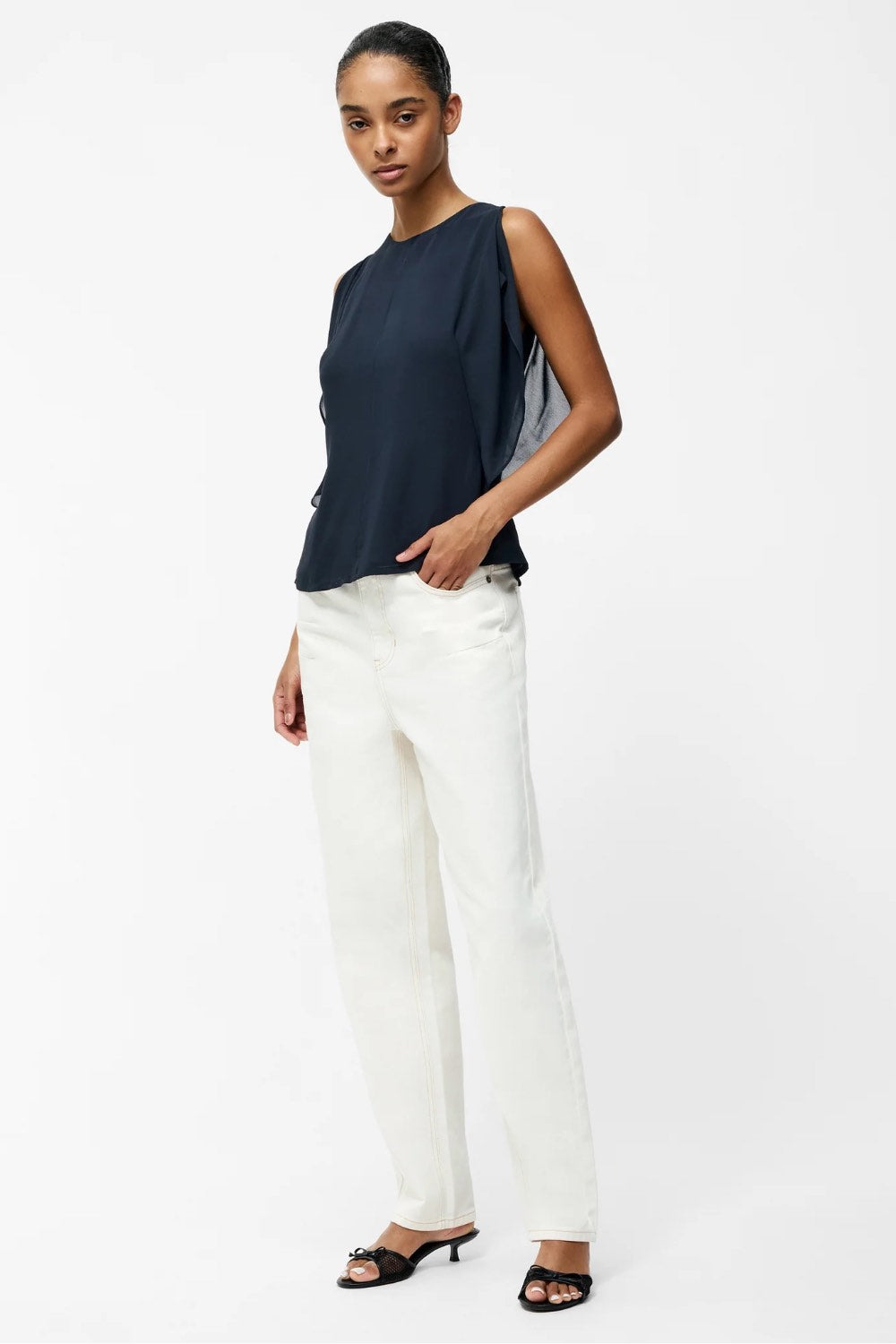 French-Connection-Georgette-Flutter-Sleeve-72YNC-Navy-djv-boutique