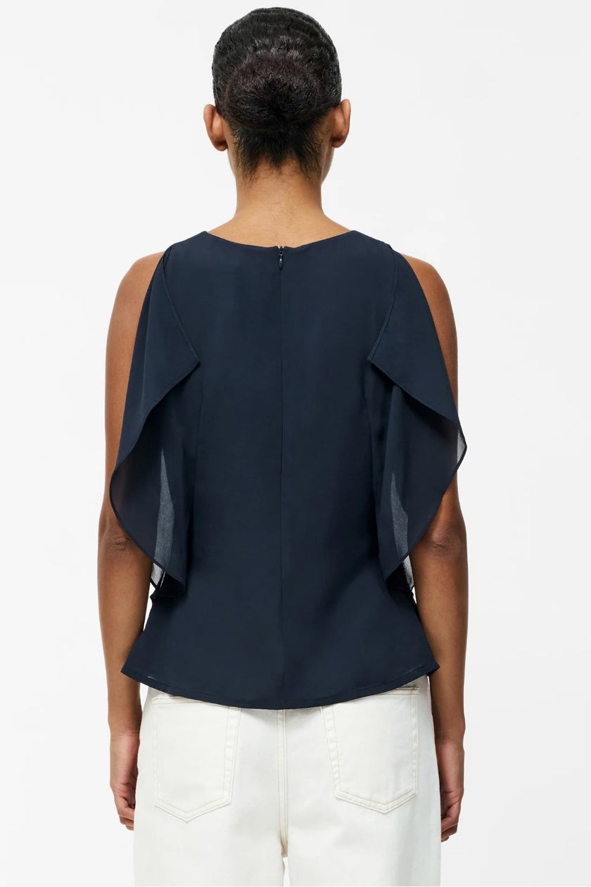 French-Connection-Georgette-Flutter-Sleeve-72YNC-Navy-djv-boutique