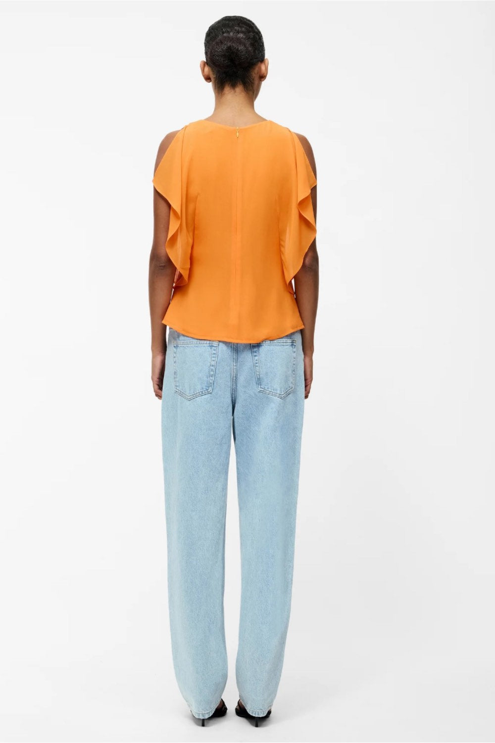 French-Connection-Georgette-Flutter-Sleeve-72YNC-orange-djv-boutique