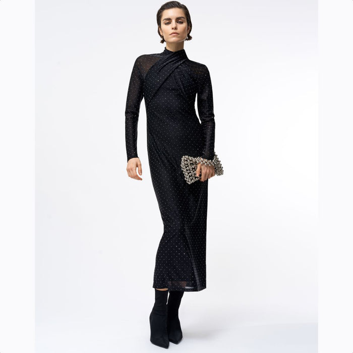 French Connection Women's Shoshana Wrap Dress Black Embellished