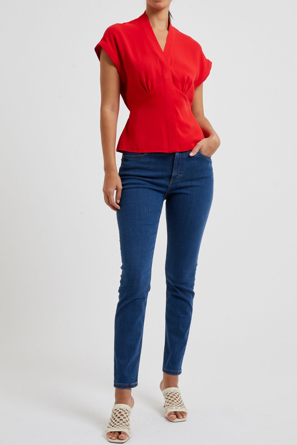 French_Connection_ Carmen_Crepe_ Blouse_True Red_DJV_Boutique_Ipswich