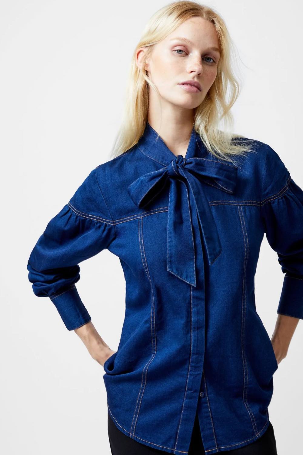 French_Connection_Zaves_Chambray_Button-Up_Denim_Shirt_Blue_72YAJ40