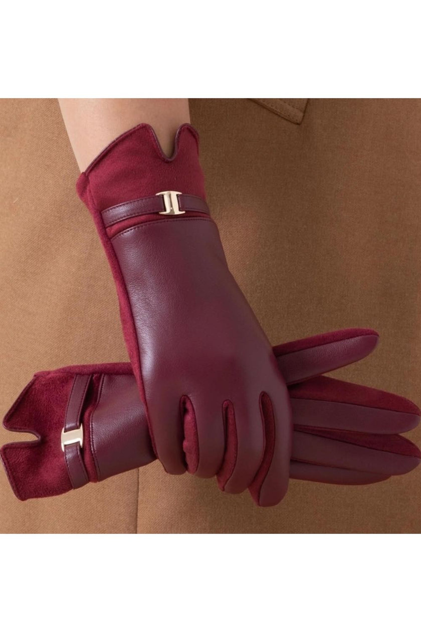Gold_Bucklet_Leather_Look_Gloves_WINE