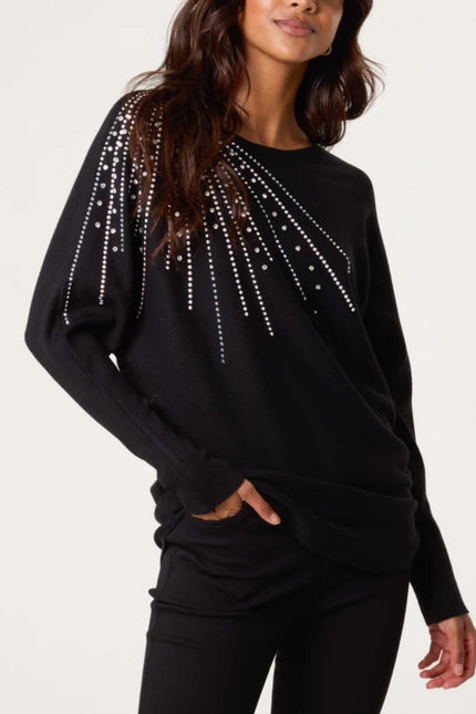Jumper-with-Shoulder-Gem-Embellishment-Black-djv-boutique