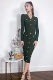 Khaki_Bodycon_Dress_with_Gold_Buttons_DJV_Boutique_Ipswich