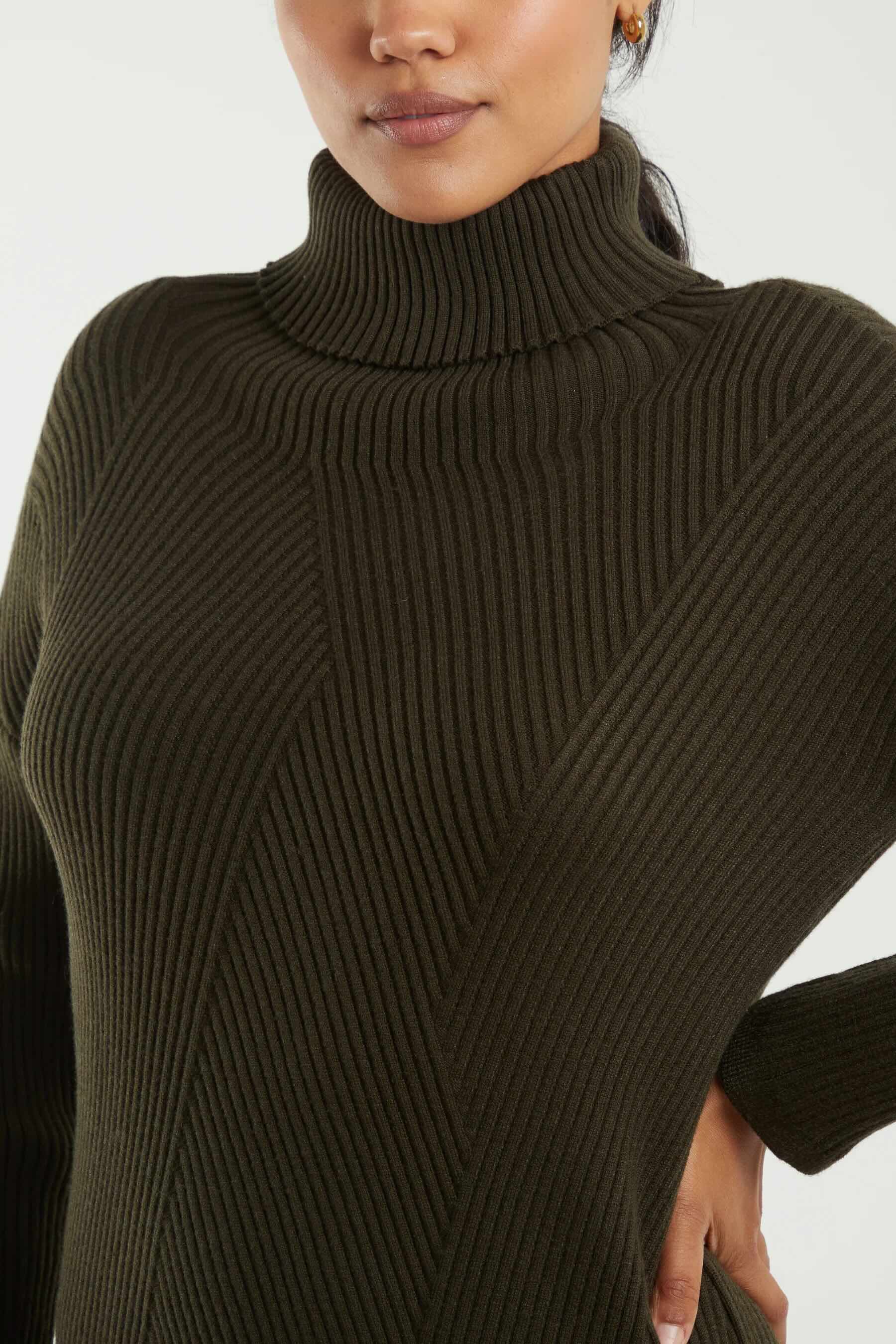 Khaki roll neck on sale jumper