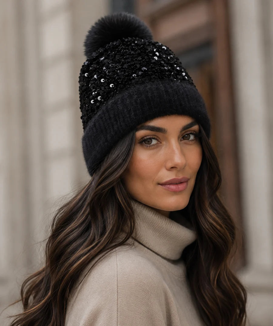 Kiaro Winter Beanie Hat in Black