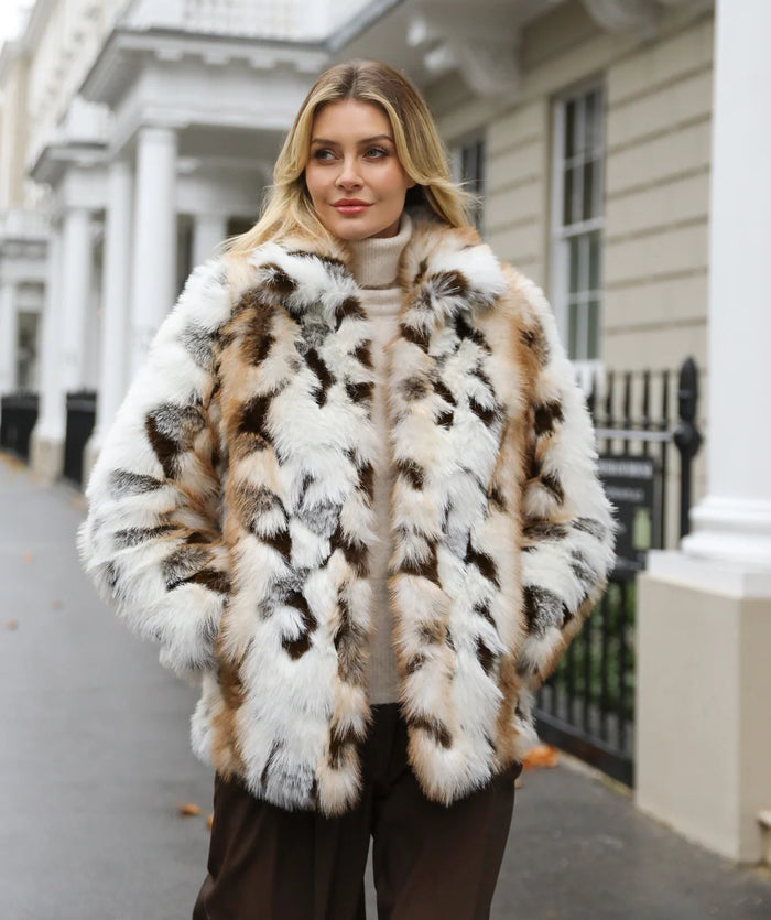 Malika Marled Plush Faux Fur Coat