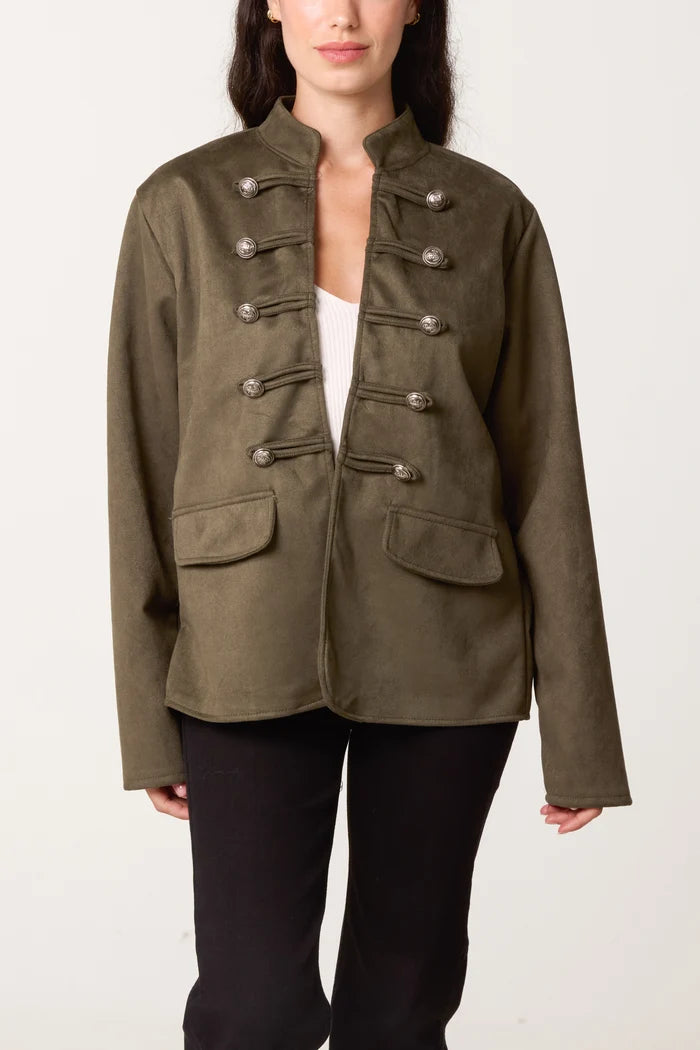 Military Band Tailored Jacket in Khaki