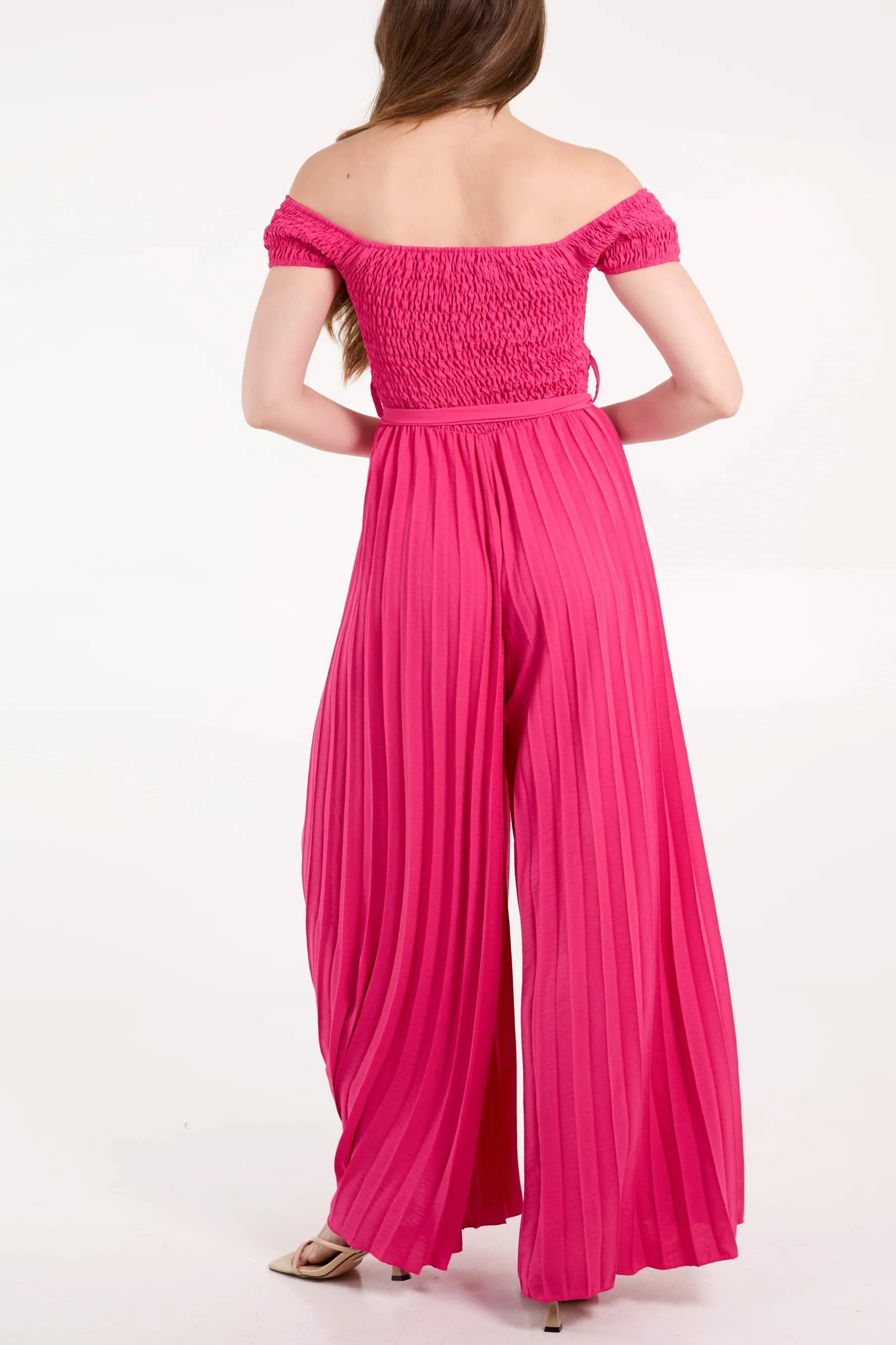 Bardo Bodice Pleated Leg Jumpsuit  - Hot Pink - SPECIAL OFFER