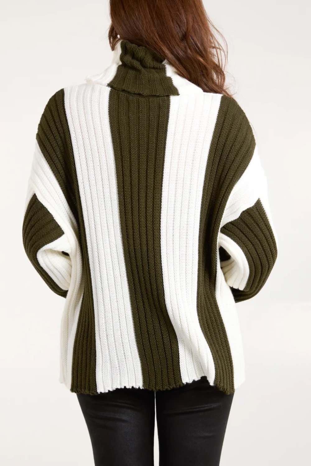 Roll-Neck-Stripe-Jumper-Khaki