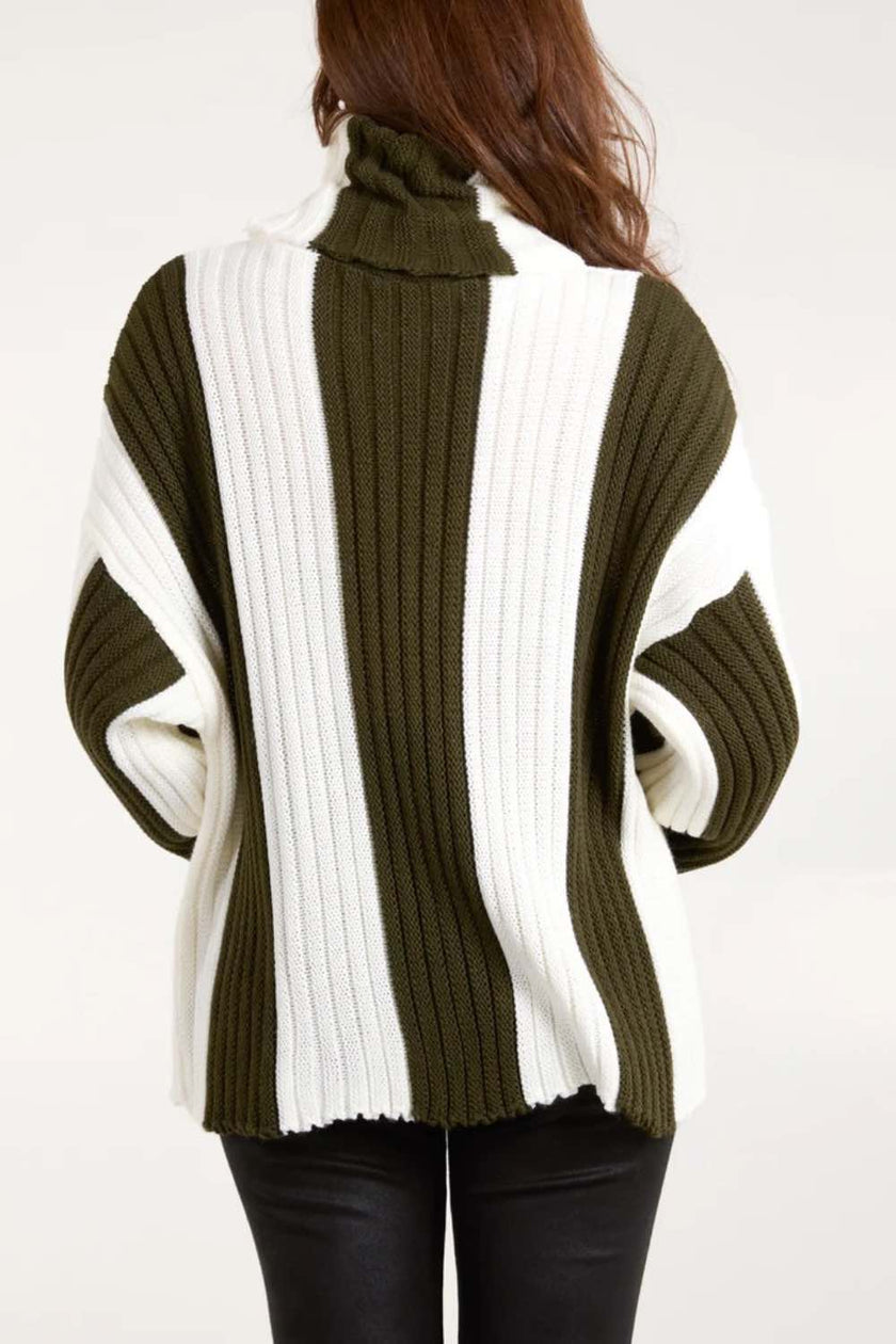 Roll-Neck-Stripe-Jumper-Khaki
