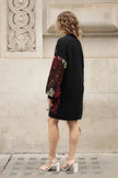 Sequin Leaves Pattern Jumper Dress Black