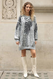 Sequin Leaves Pattern Jumper Dress Grey