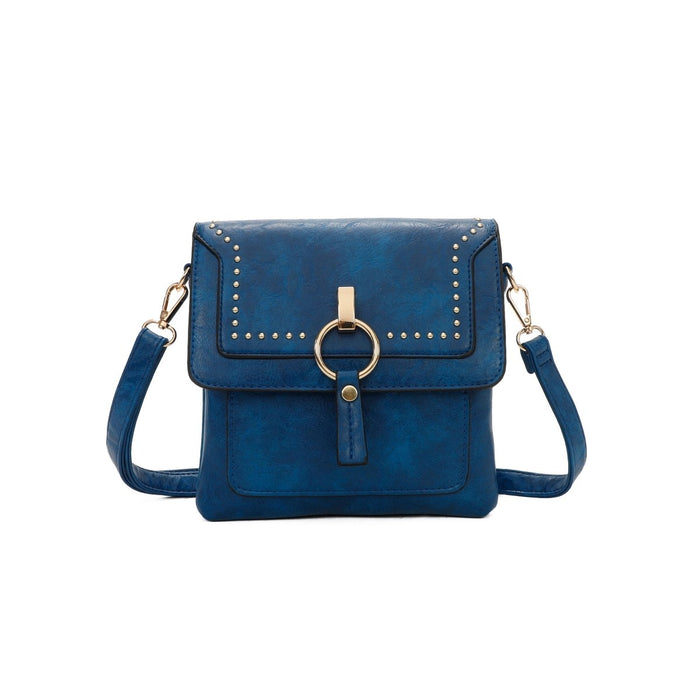Studded Cross Body Midi Bag in Royal Blue