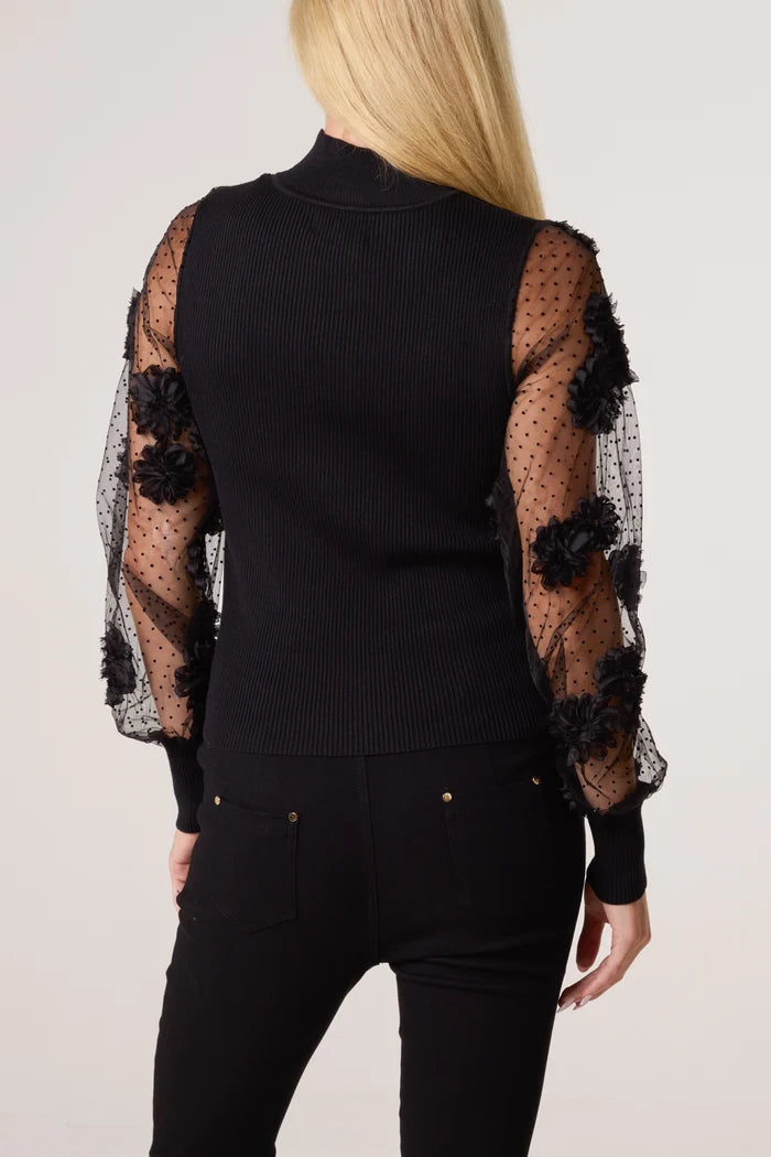 Turtle-Neck-Mesh-Sleeve-Jumper